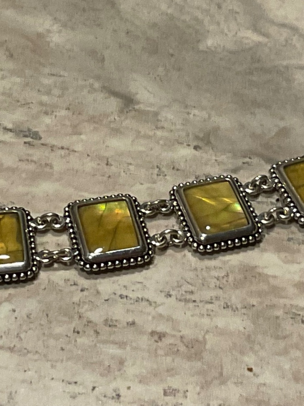 Premier Designs Bracelet Vintage Yellow Acrylic Panels Silvertone Reversible